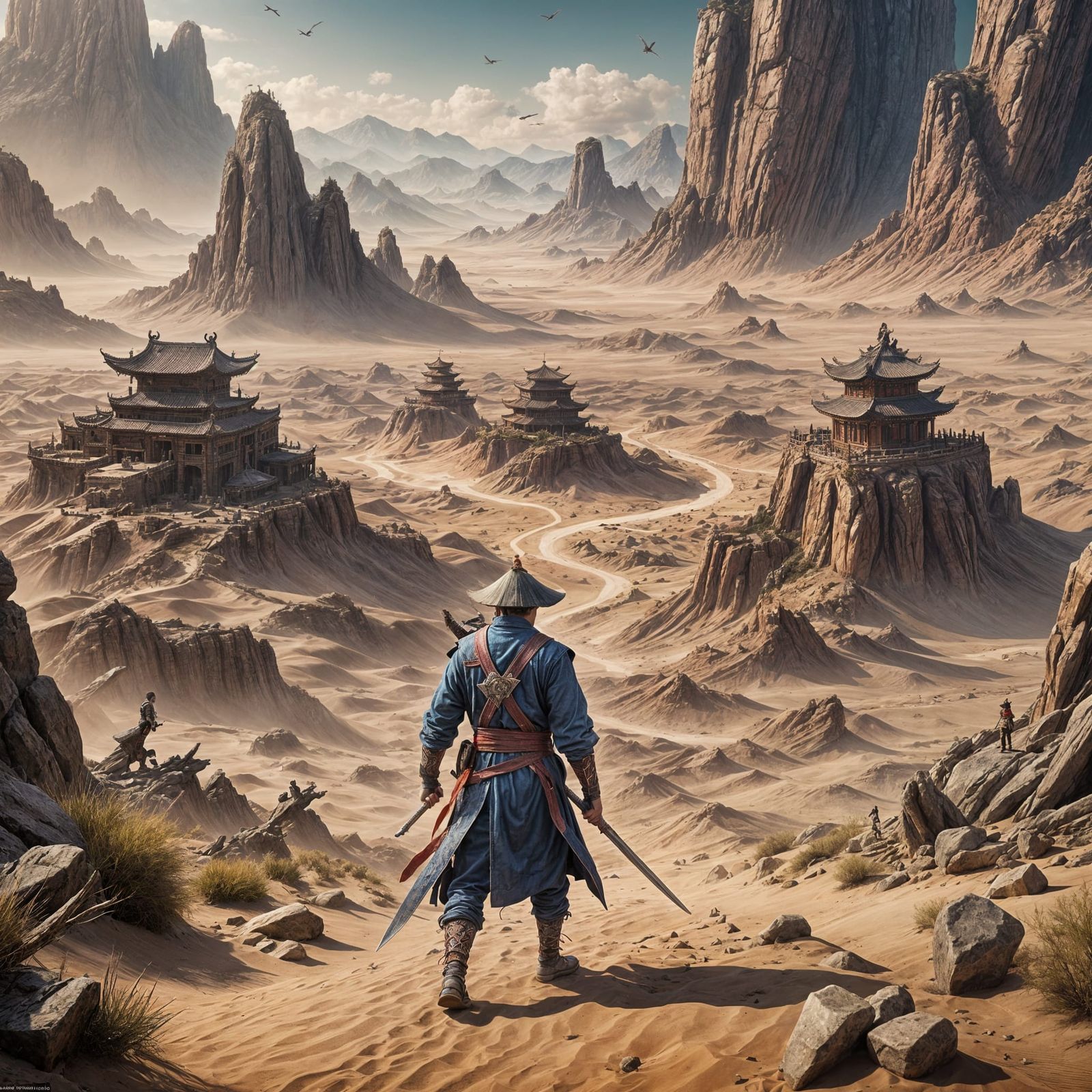Post-Apocalyptic Kung Fu Warrior in Desert Landscape