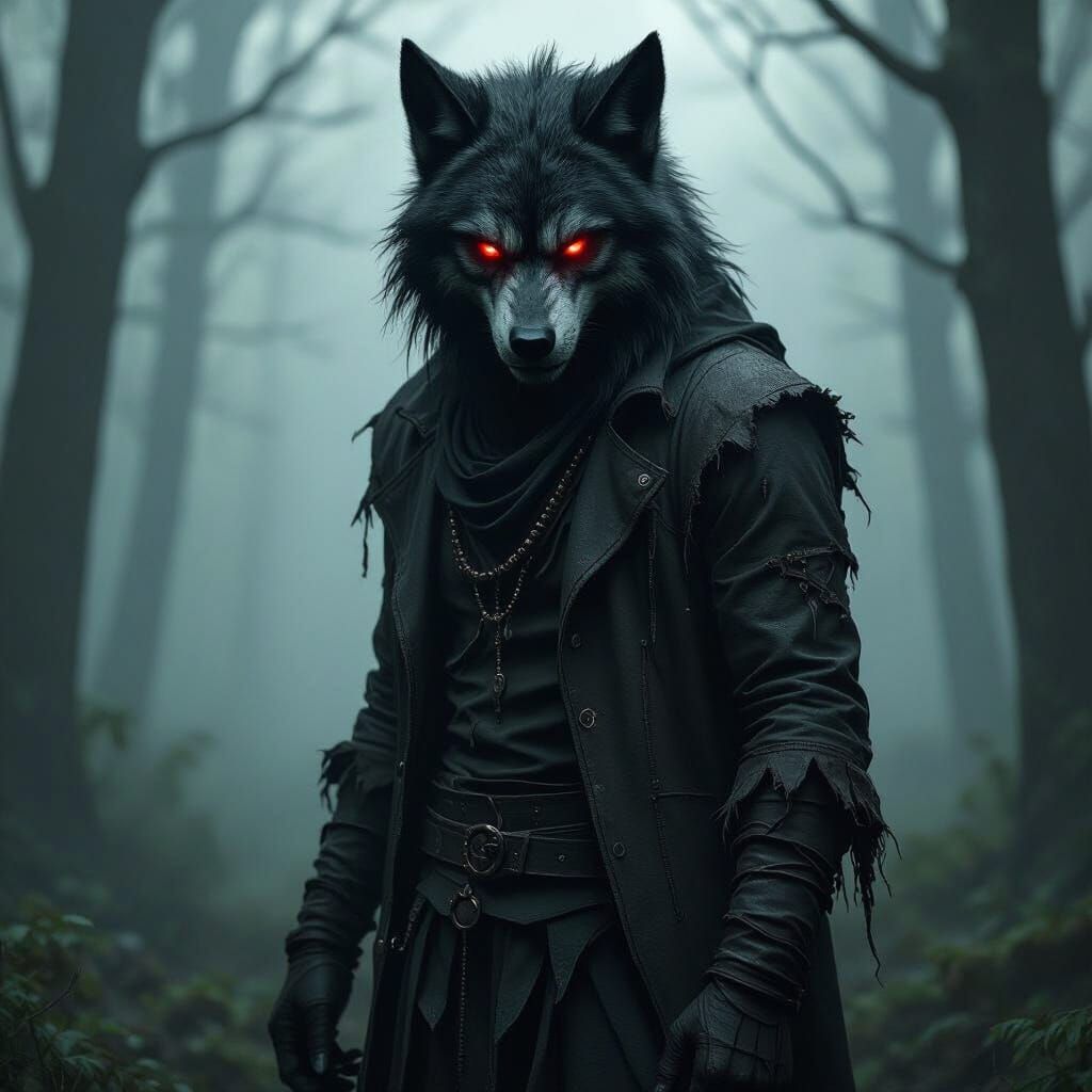 Werewolf in Misty Forest: A Gothic Horror Vision