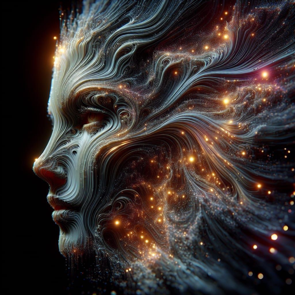 Mysterious Woman in a Sea of Liquid Glass as Digital Art