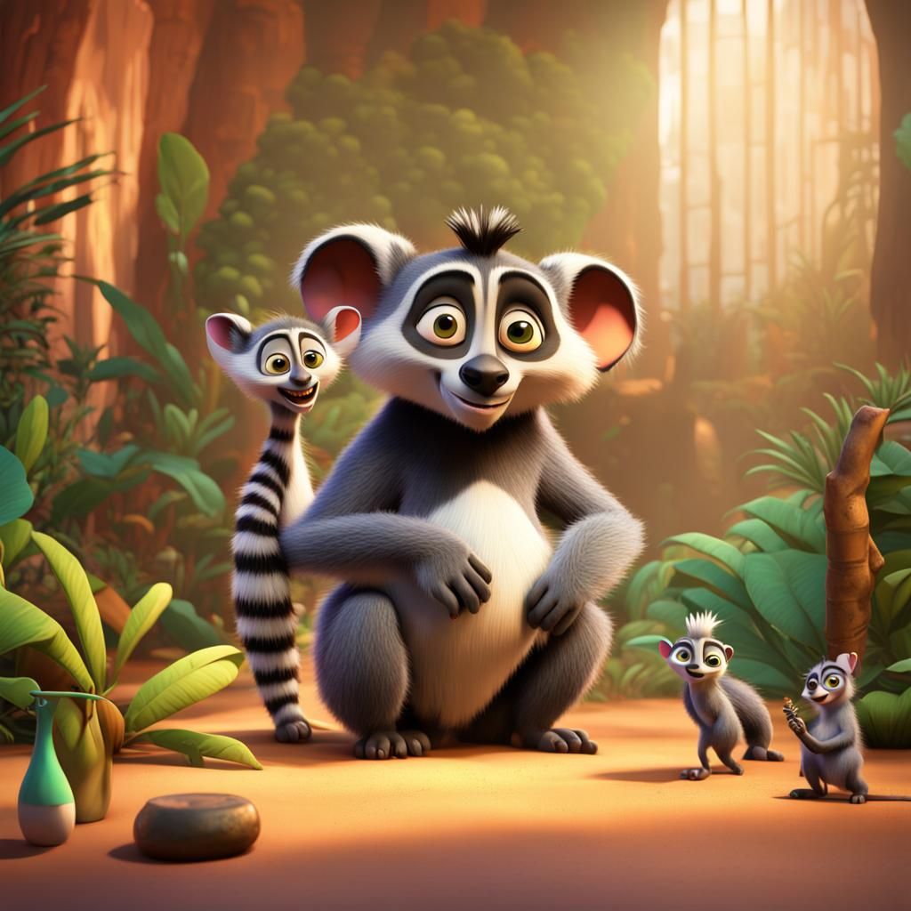 King Julien and Maurice Welcome Baby Michelle: Pixar Style
