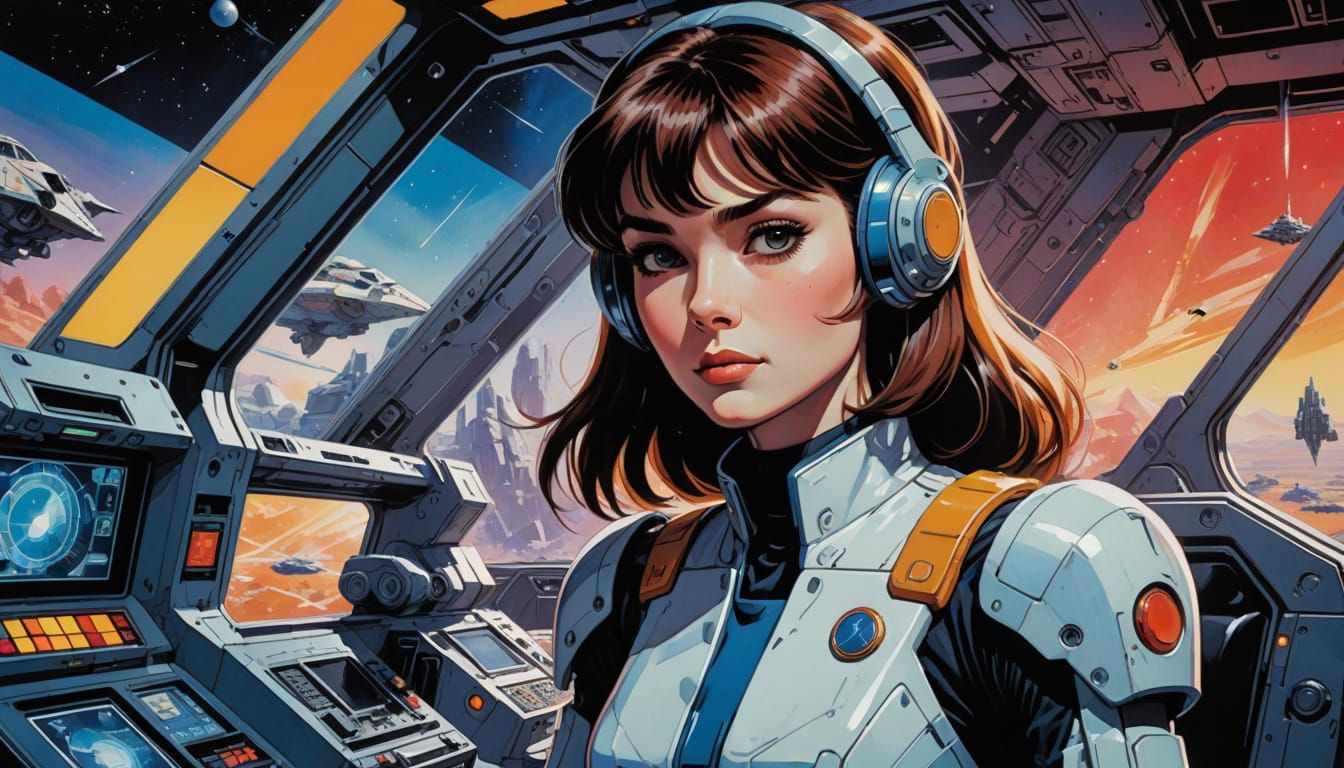 Robotech Mecha Pilot in High-Contrast Chaos