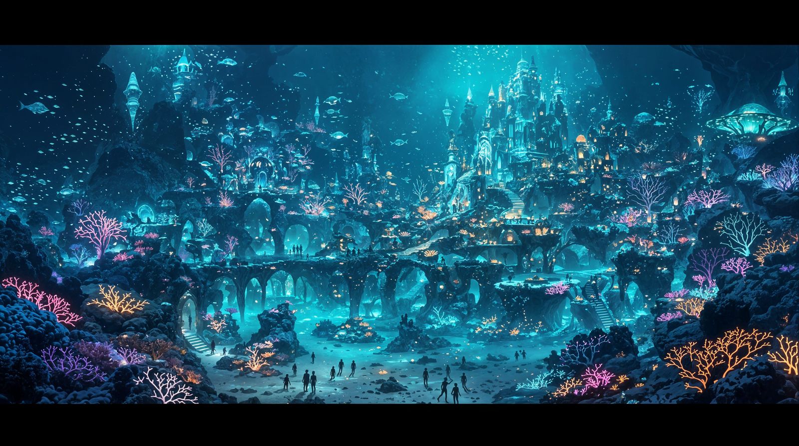 Glowing Reef Cityscape at Twilight