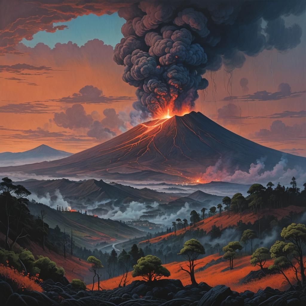 Etna Volcano at Dusk: Dystopian Landscape