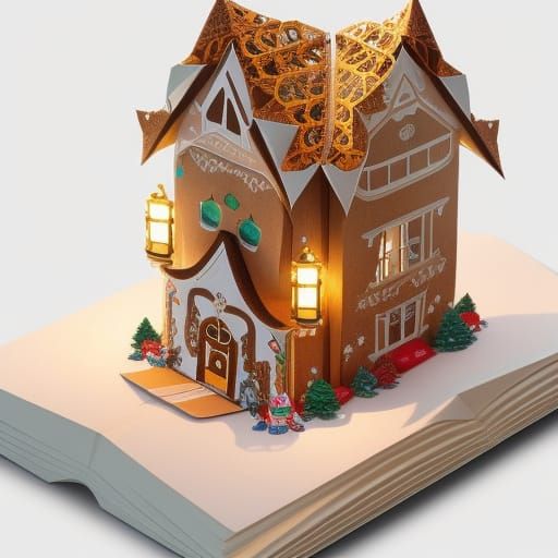 Origami Gingerbread House Pop-Up Book in 8K