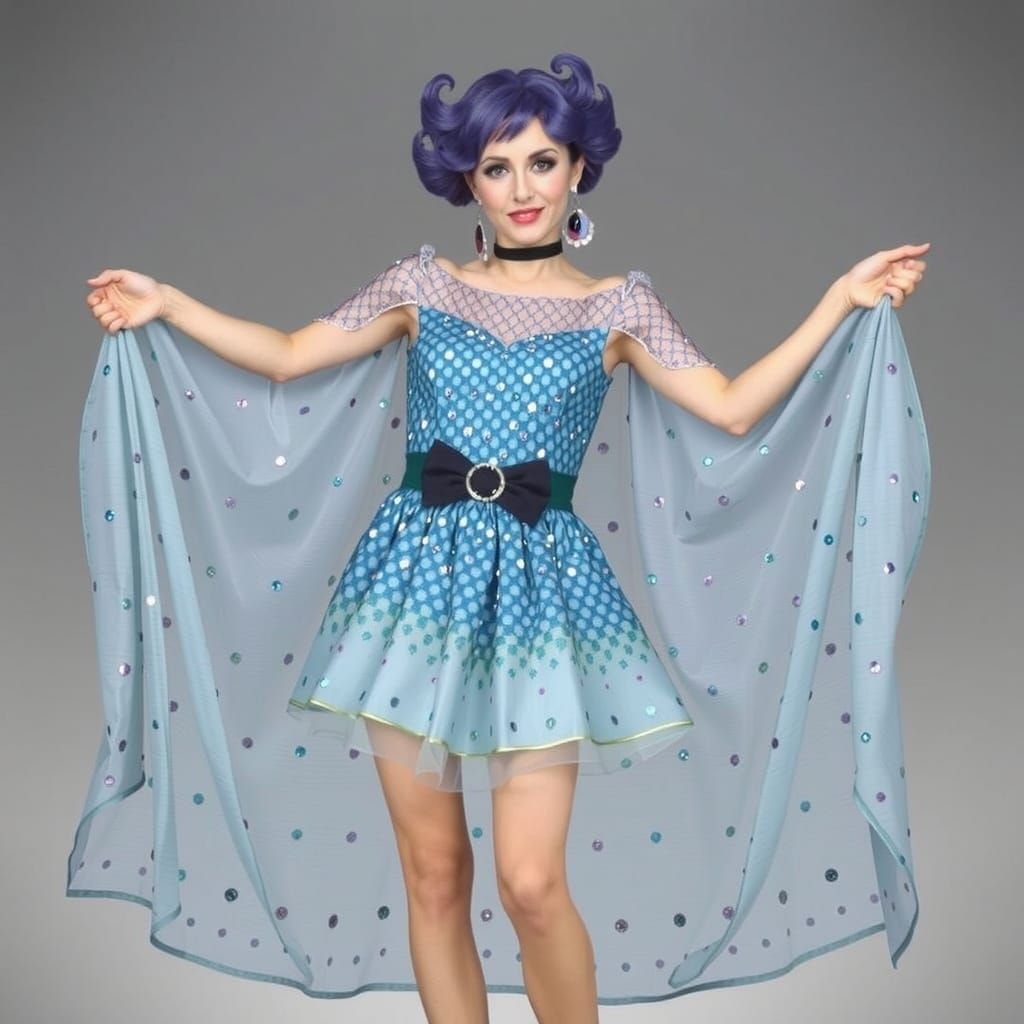 Boba Bubble Tea Polka Dot Dress: 1980s Mosaic Style