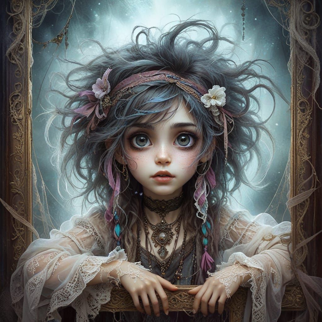 Mischievous Bohemian Gypsy Girl in Digital Art