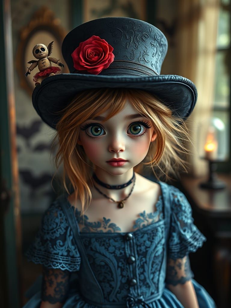 Whimsical Pixie Woman in Haunted Mansion, Inspired by Bohemi...