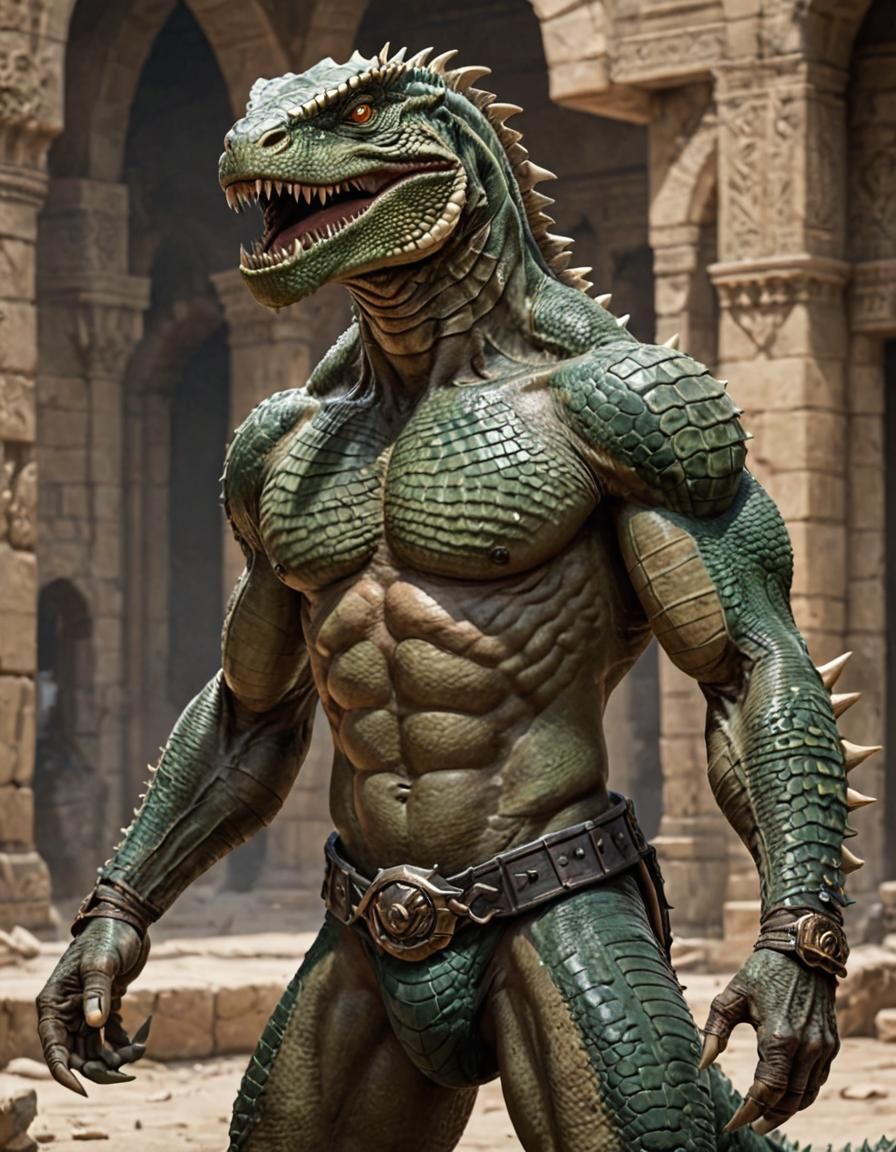 Middle Eastern Lizardman: Epic Fantasy D&D Character
