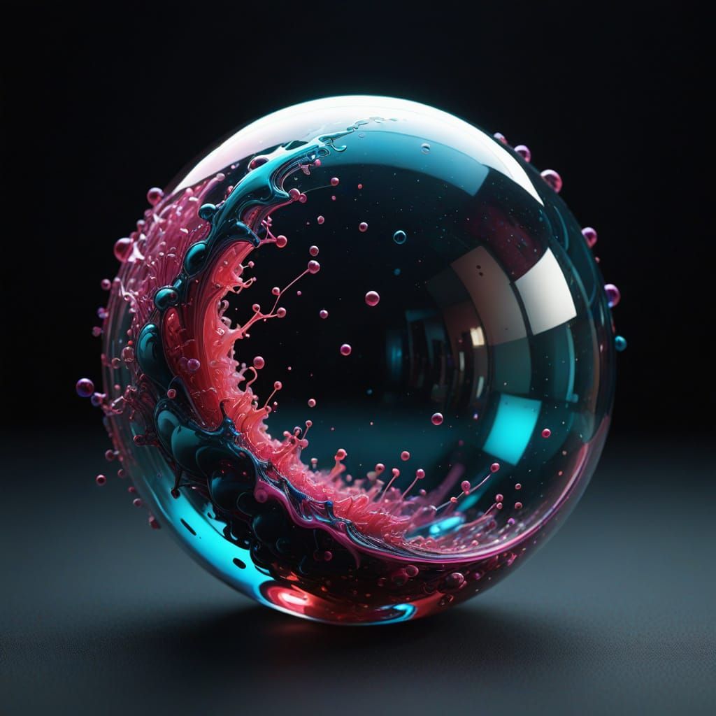 Photorealistic Sphere with Swirling Vibrant Particles
