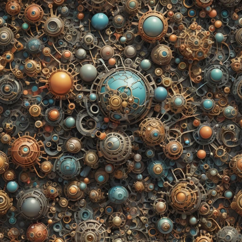 Abstract Dystopian Moonscape in Geometric Digital Art