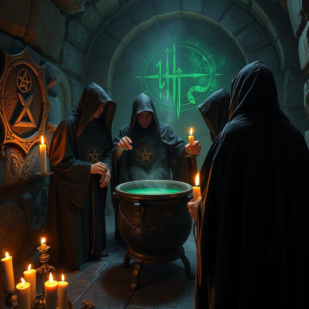 Monks in Ancient Crypt Perform Mysterious Ritual Under Flick...