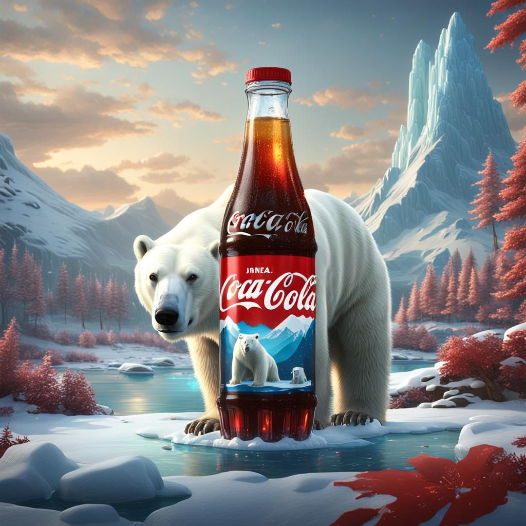 Polar Bear Enjoys Coke: Detailed Matte Painting