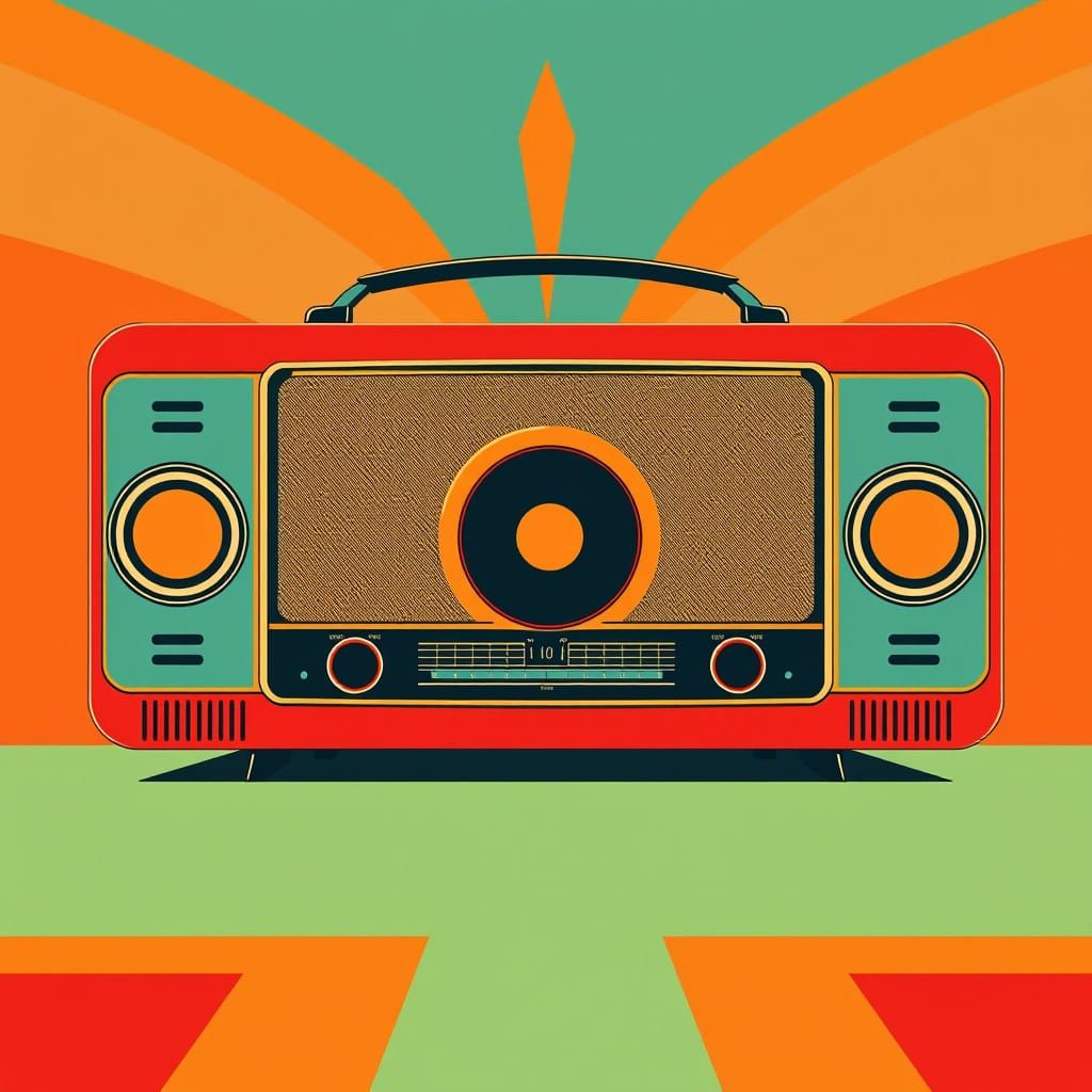 Vintage Radio Console in Pop Art Style
