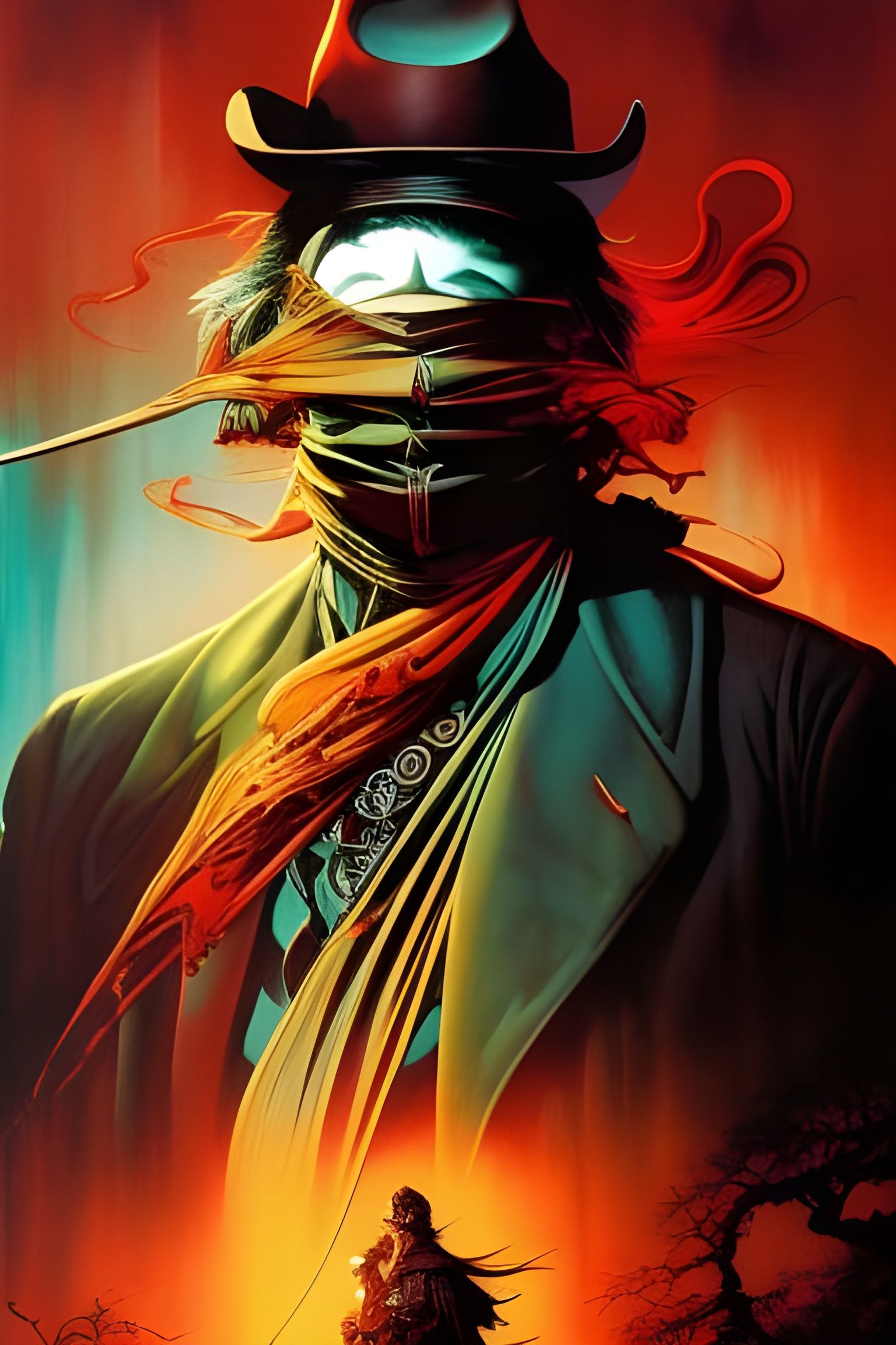 Dark Fantasy Highwayman in Comic Book Art Style