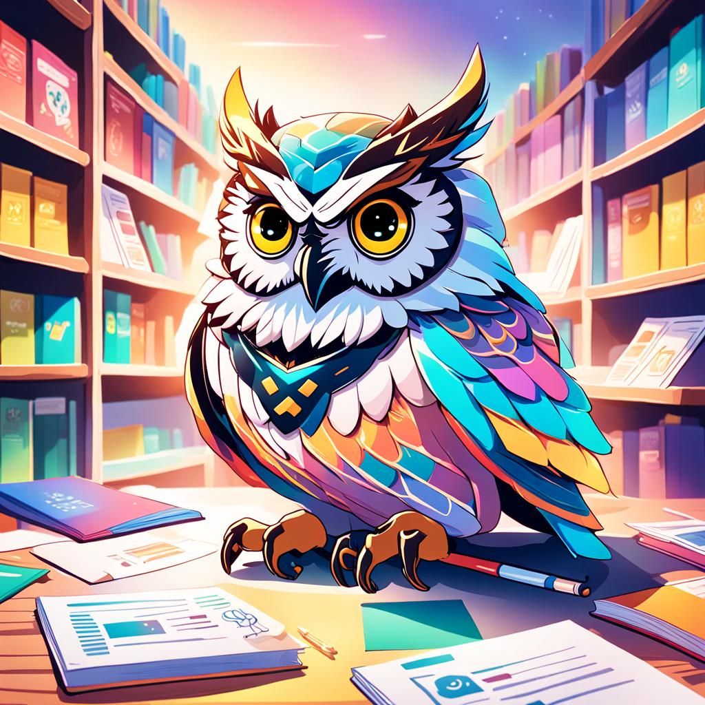 Duolingo Owl in Vibrant Anime Style