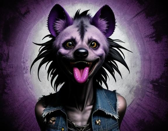 Punk Hyena in Cosmic Dreamscape, Hyperrealistic Style