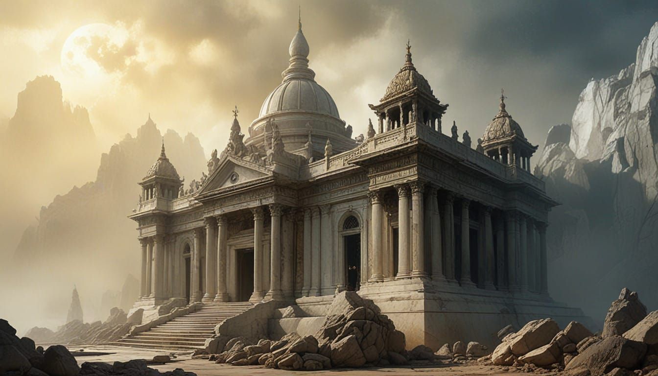 Surreal Marble Temple in Ethereal Light