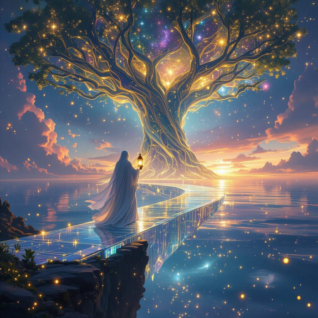 Cosmic Wanderer at World's Edge: Digital Art