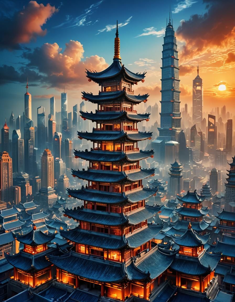 Shanghai Meets Ancient Temple: A Matte Painting