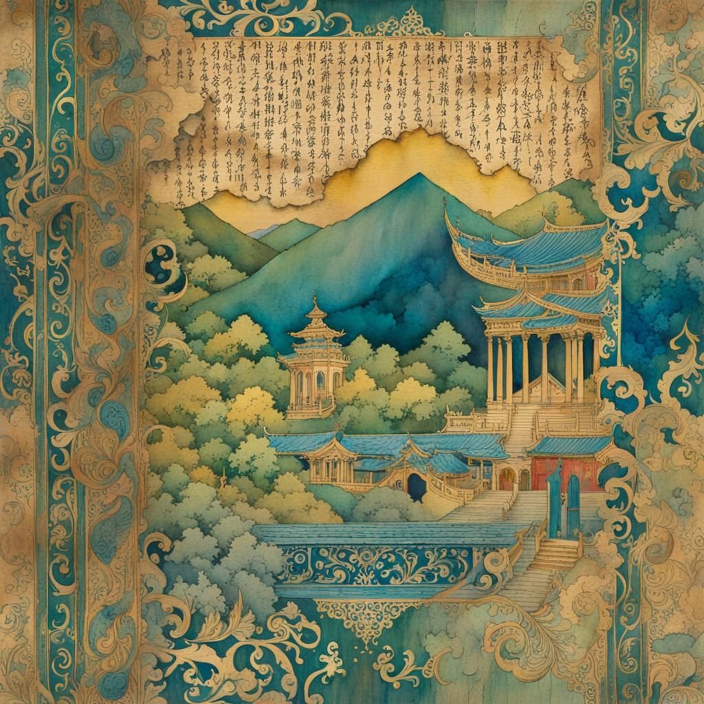 Whimsical Watercolor Design on Vintage Paper