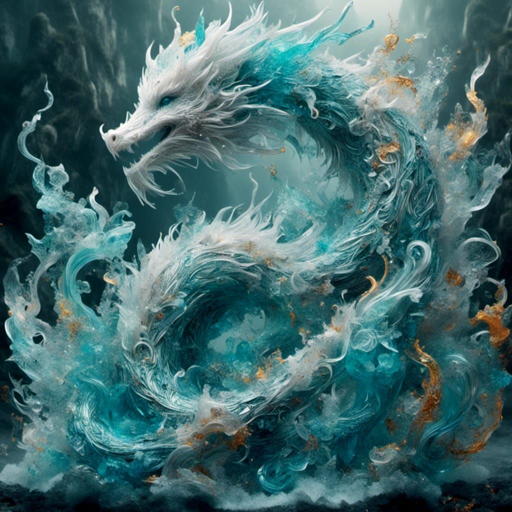 Crystal Dragon with Colored Smoke