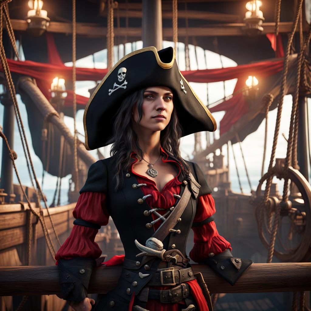 Teenage Pirate Captain on Deck: Fantasy Concept Art