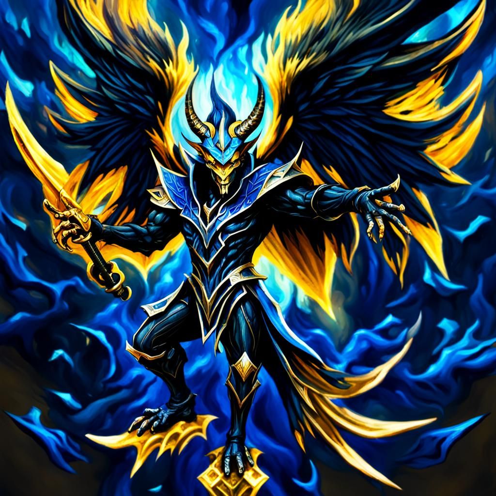 Mystical Devil's Messenger Portrait in Art Nouveau Style