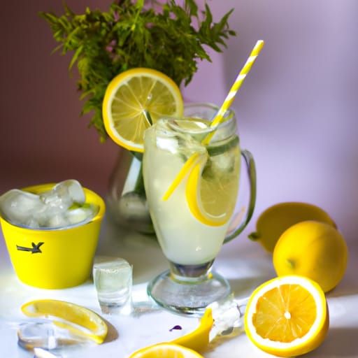 Refreshing Lemonade with Ice and Lemon Slices
