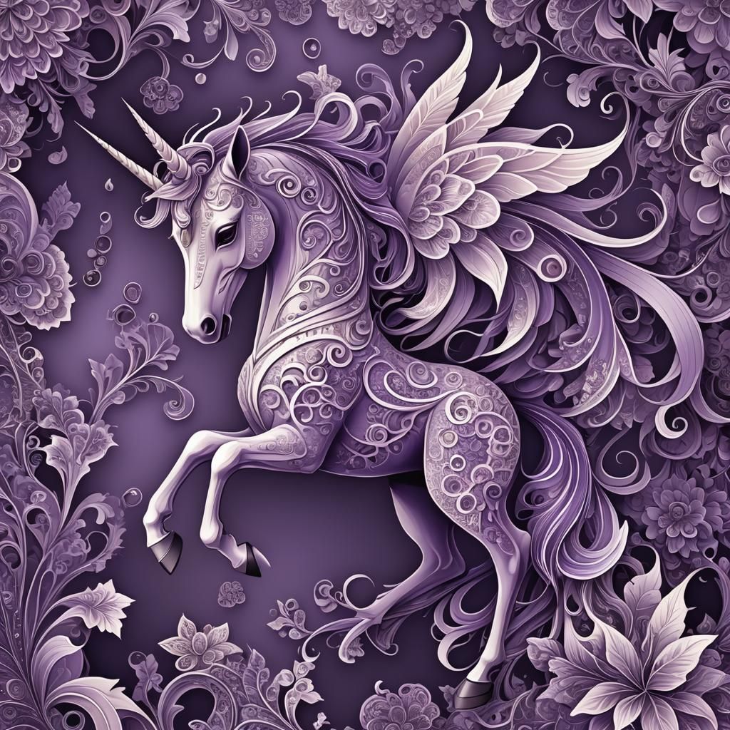 Purple Fairy Unicorn Hybrid in Abstract Vector Art