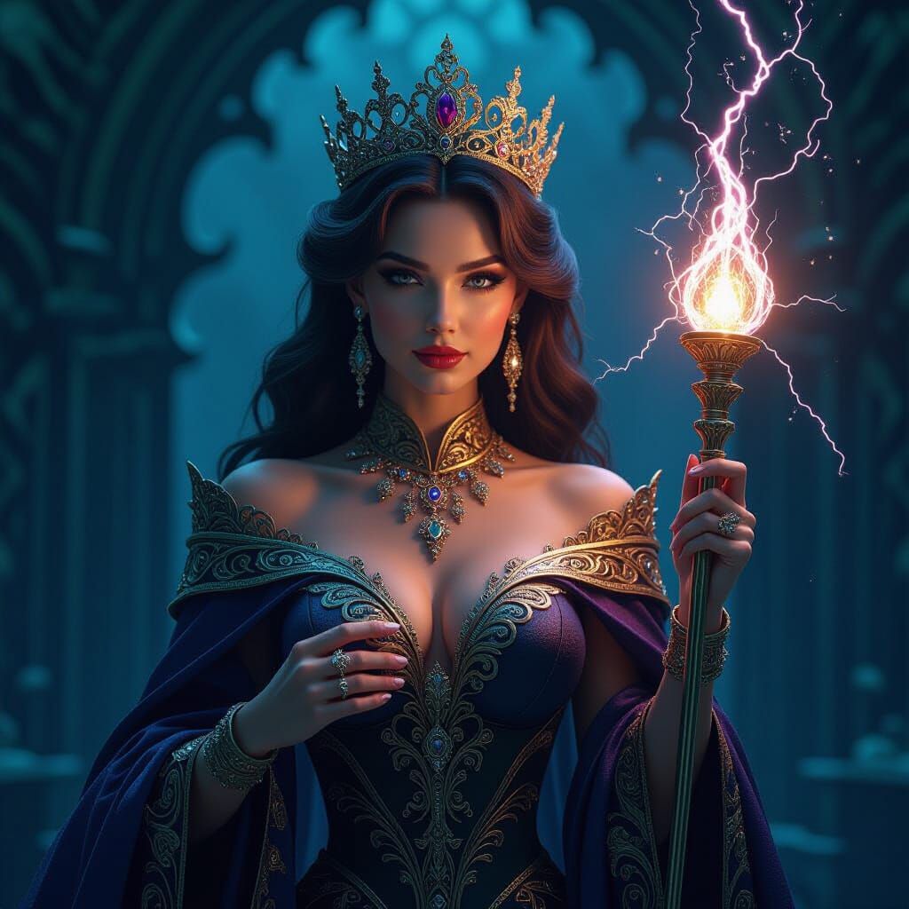 Queen of Lightning Portrait in Art Nouveau Style