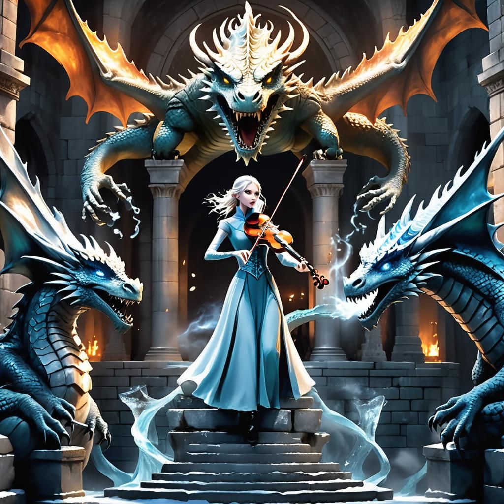 Witch Frees Dragon God with Violin Magic