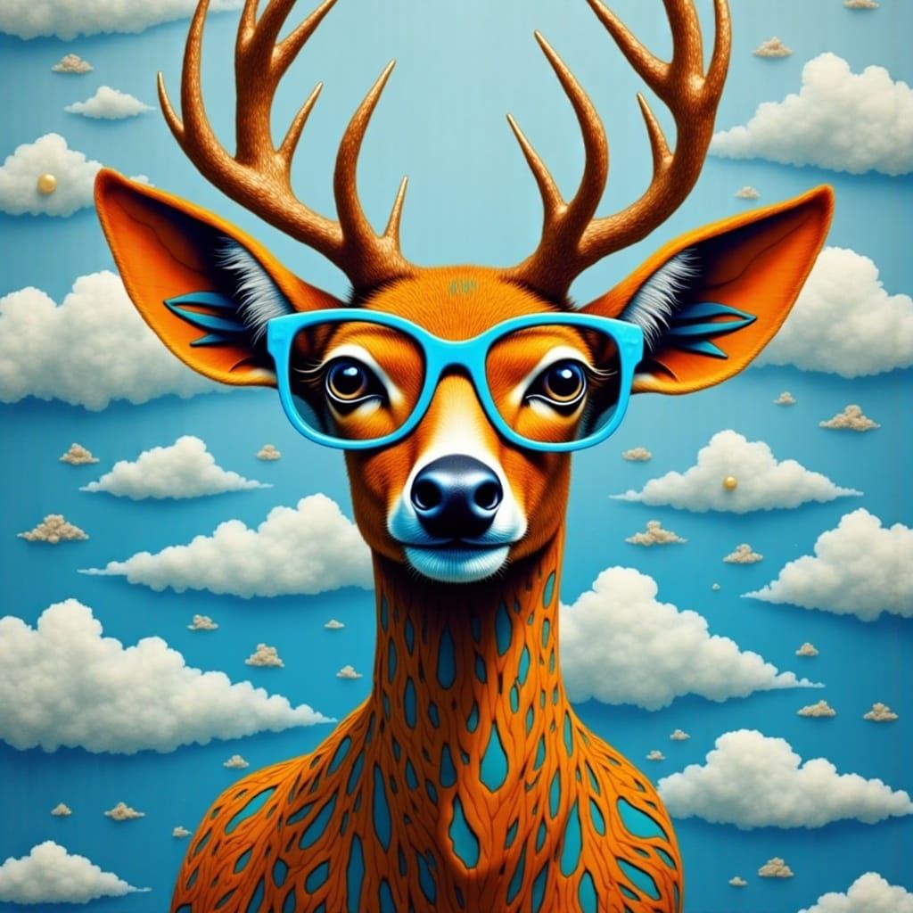 Hippy Deer with Groovy Glasses Collage