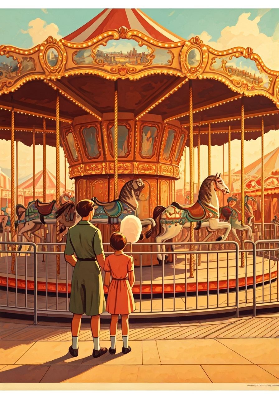 1930s Fairground Carousel Poster Art