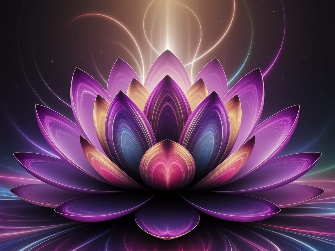 Cosmic Lotus Bloom in Vibrant Holographic Colors