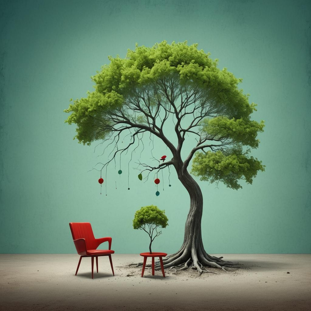 Tree Sprouts From Red Chair: Postmodern Animation