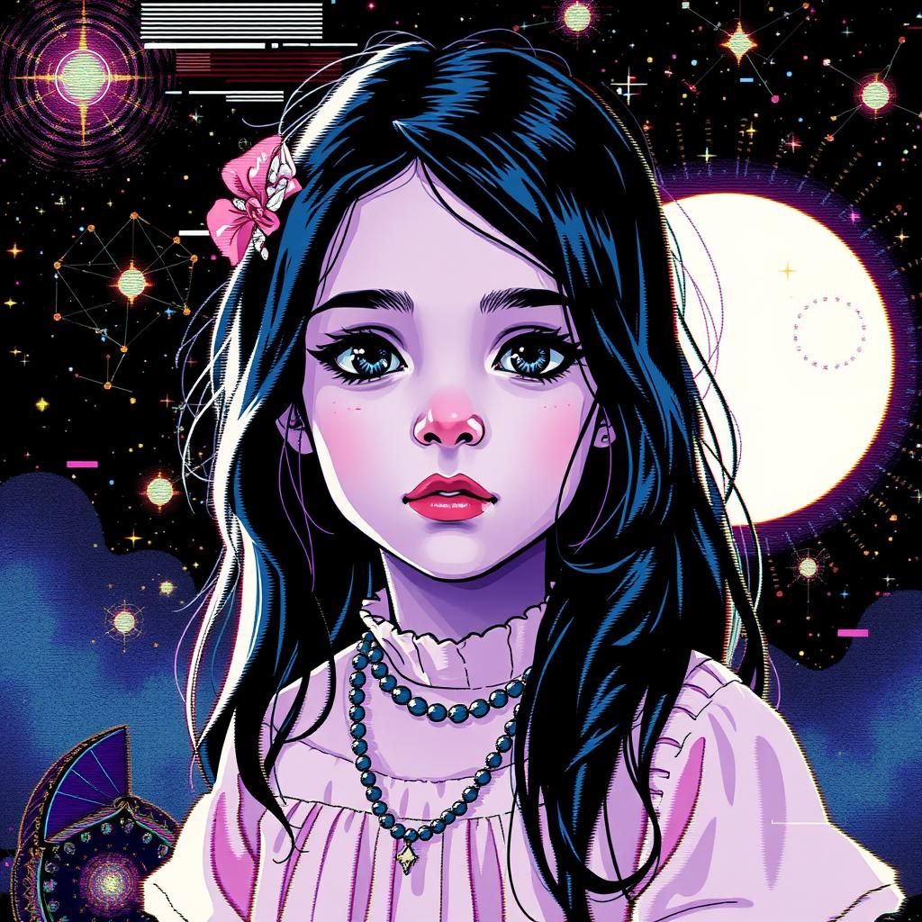 Little Girl in IndigoCore Glitch Constellation