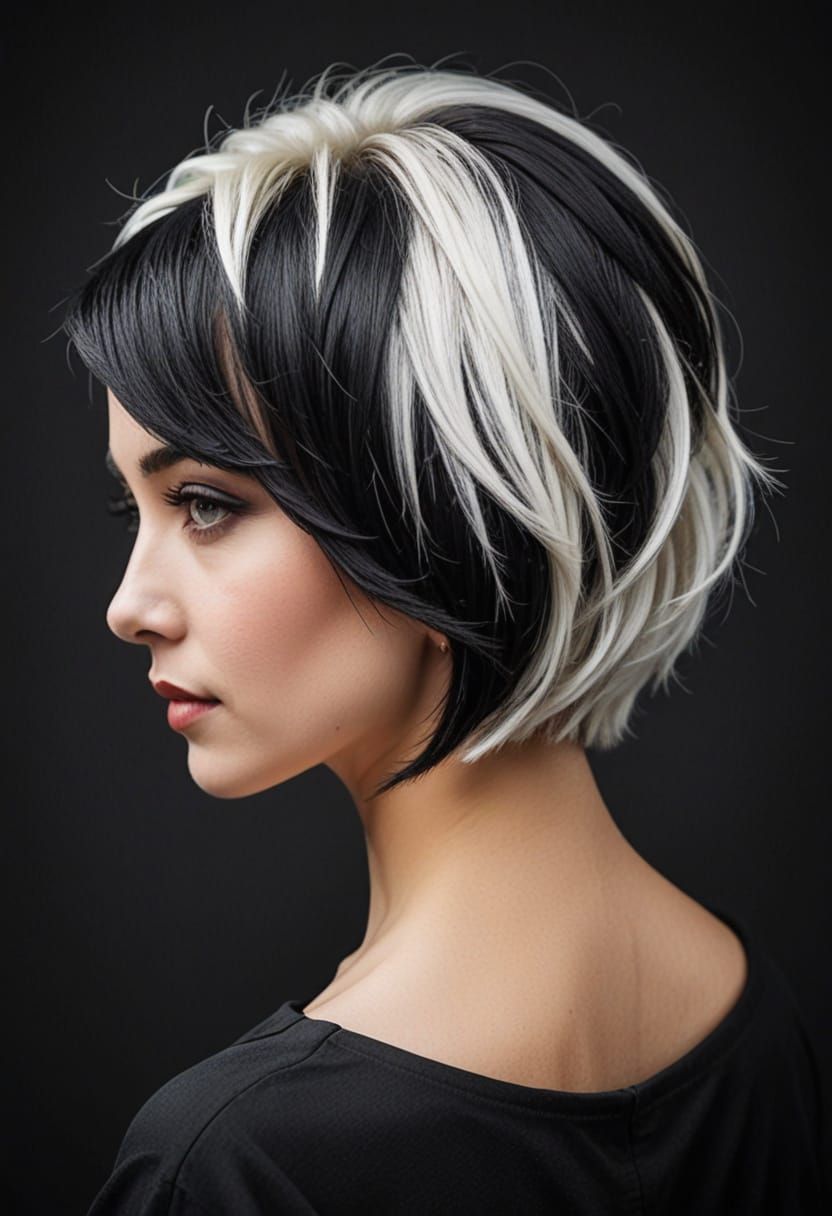 Chessboard Hair: A Striking Black and White Hairstyle