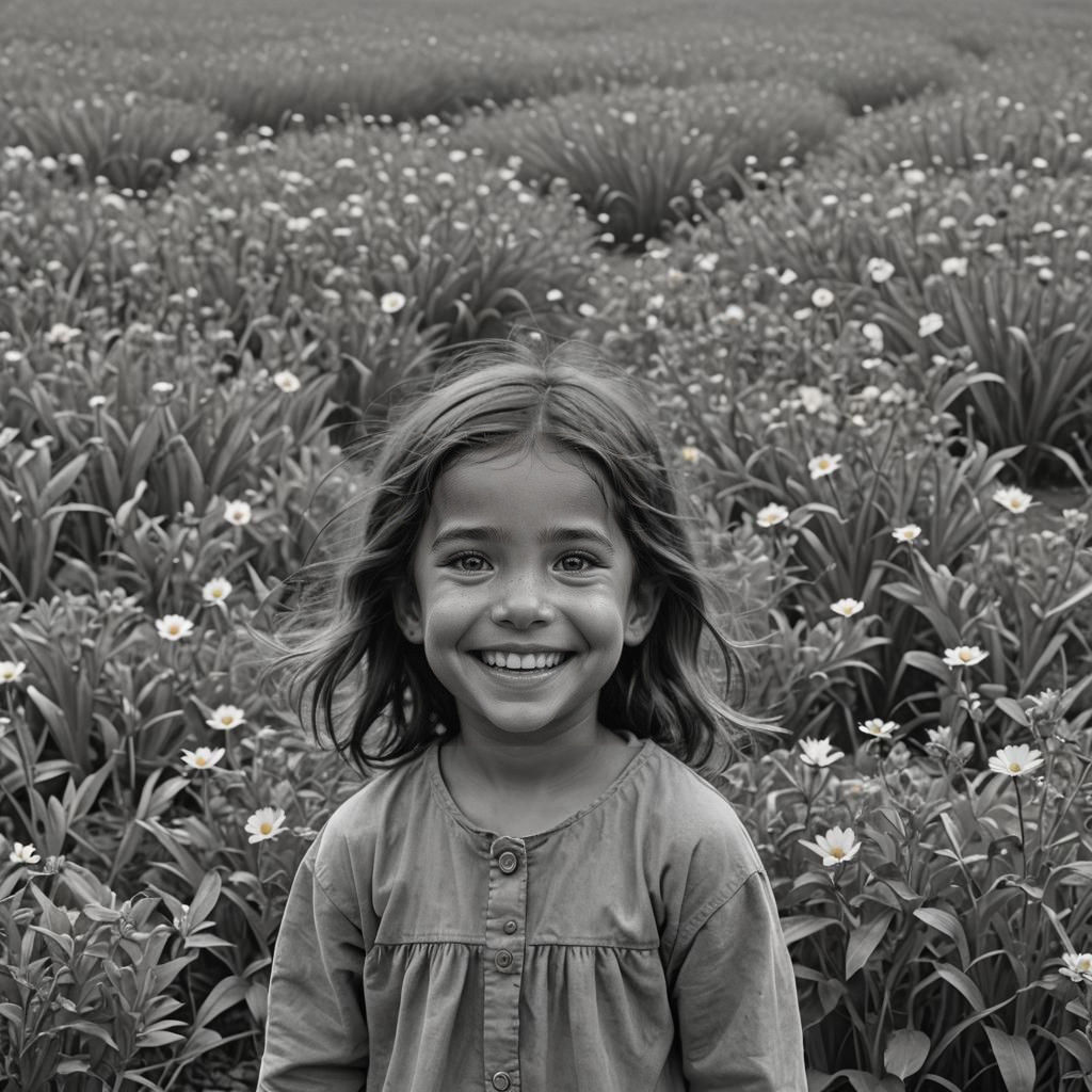 A Young Girl Radiates Joy in a World of Gray