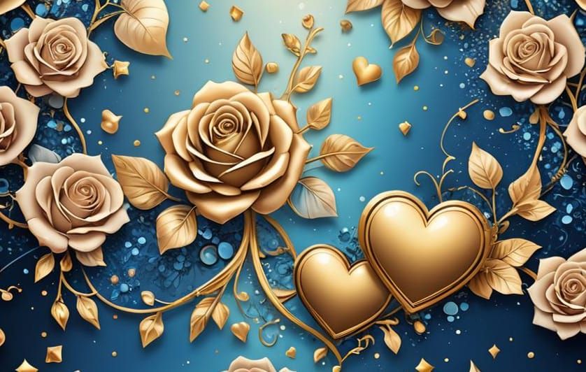 Valentine's Day Vector Wallpaper with Hearts and Roses