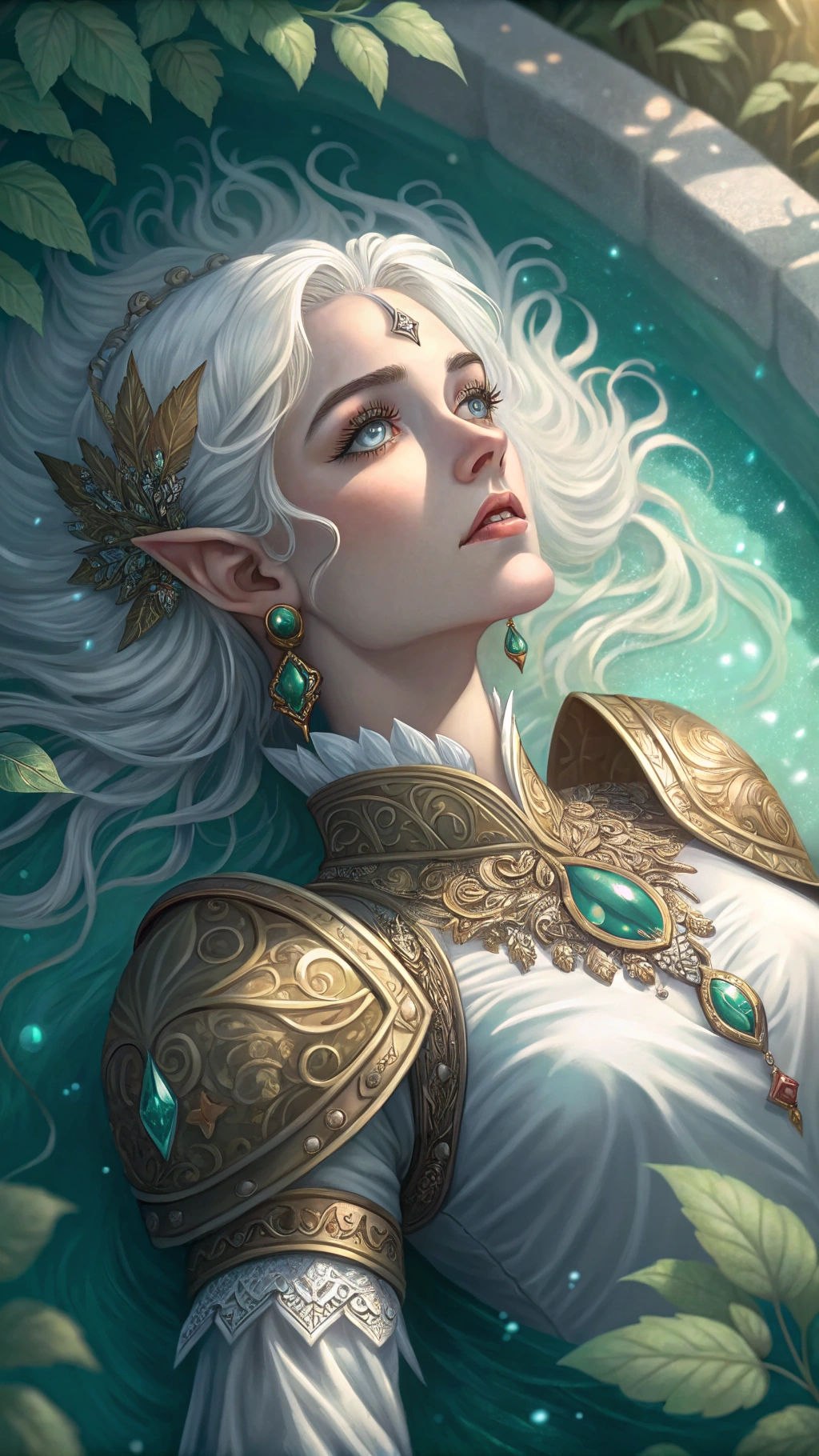 Elven Portrait in Manga Style with Golden Armor