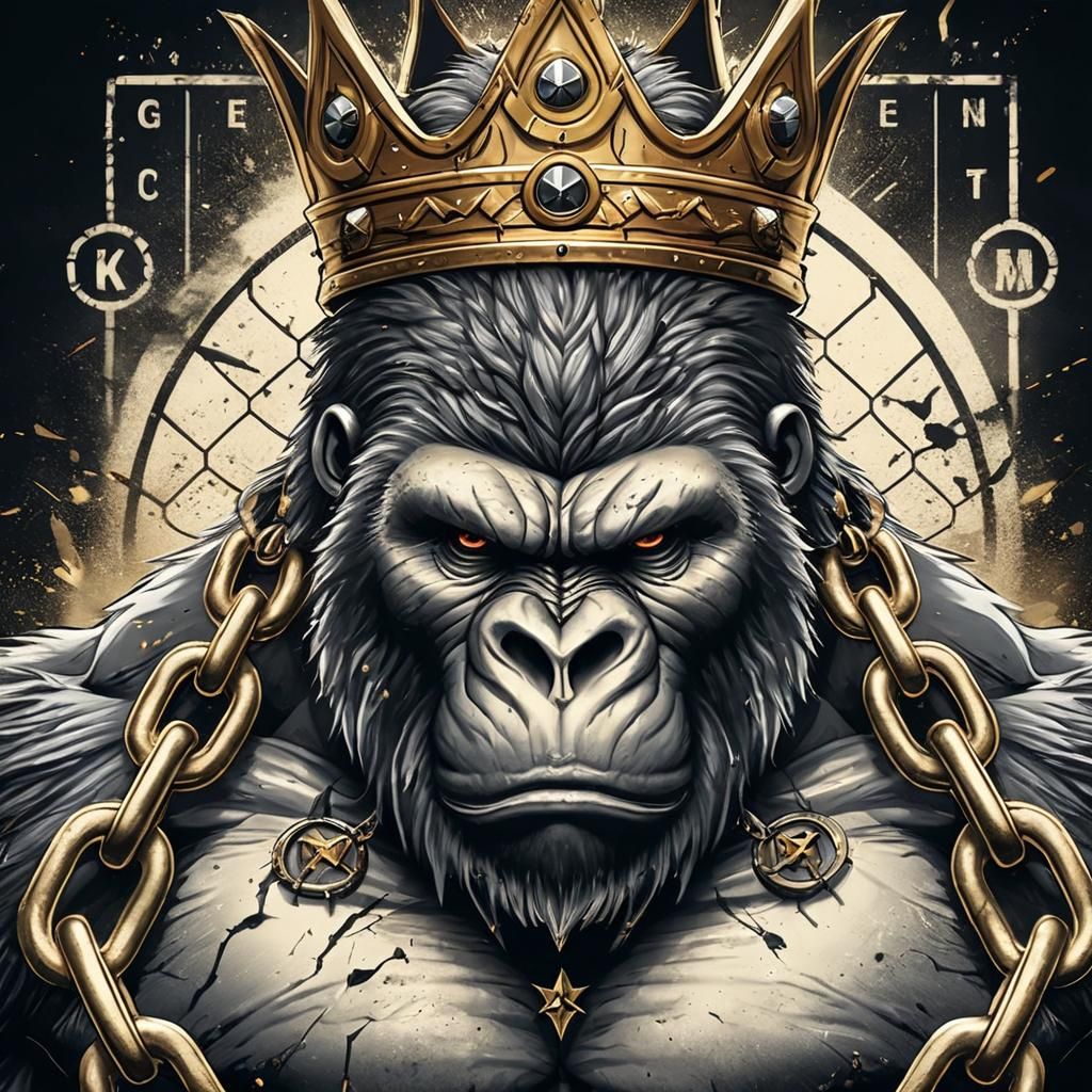 Muscular Gorilla Man Breaks Free: Digital Art