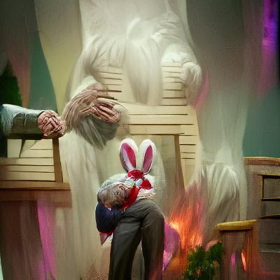 Sinister Mr. Rogers Spanked by Easter Bunny