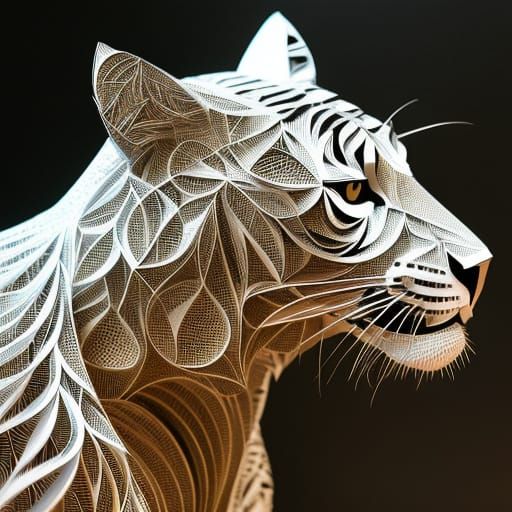 Paper-Cut Tiger: Intricate Scalpel Art in 8K