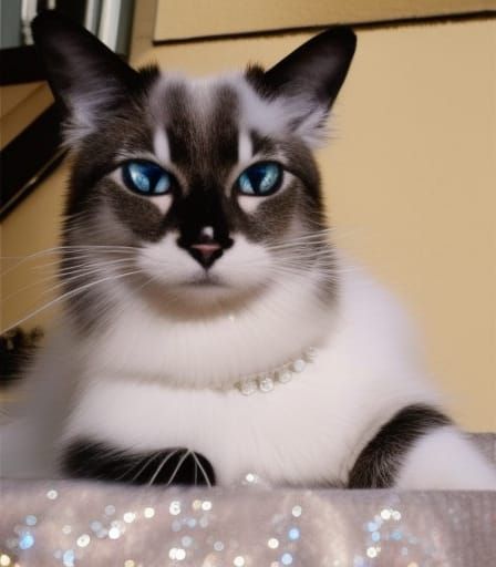 Cat with Glitter and Beads in Fur