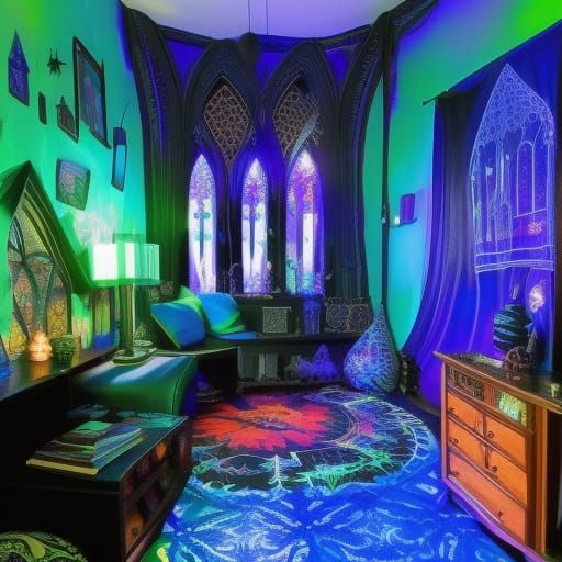 Psychedelic Black light Harry Potter themed penthouse with C...