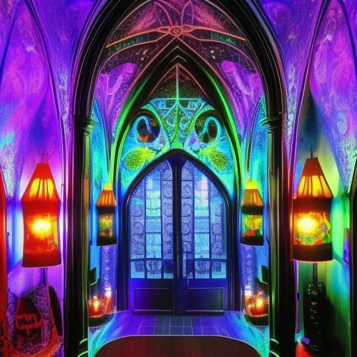 Psychedelic Black light Harry Potter themed penthouse with C...