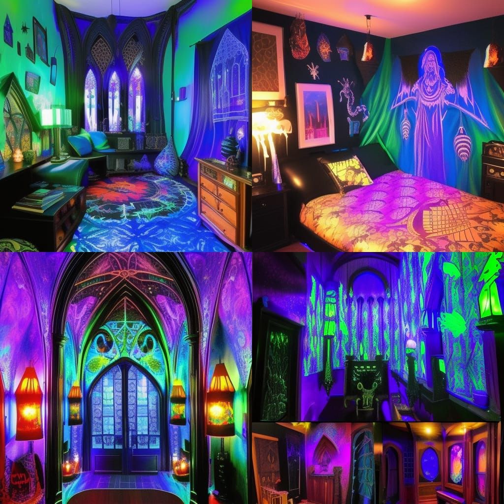 Psychedelic Black light Harry Potter themed penthouse with C...