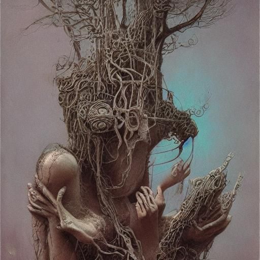 Surreal Holographic Landscape Inspired by Zdzislaw Beksinski