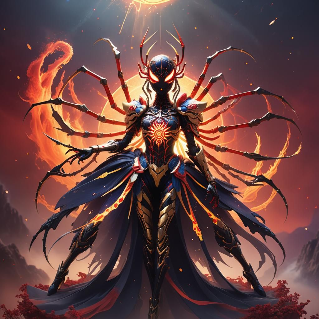Interstellar Spider Queen in Cosmic Anime Style