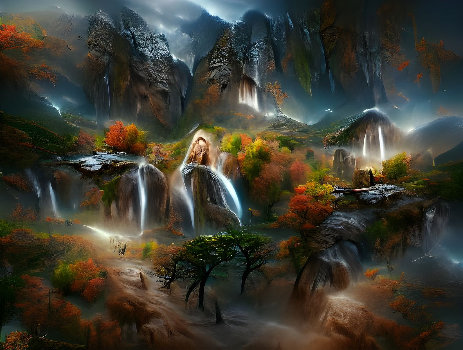 Elven Paradise: Autumnal Fantasy Matte Painting